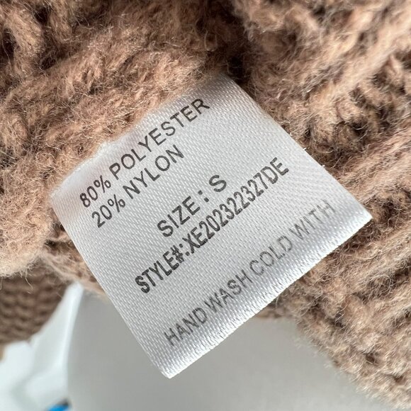 Woven Heart Chunky Cable Knit Turtleneck Sweater Brown Size Small - Picture 9 of 12